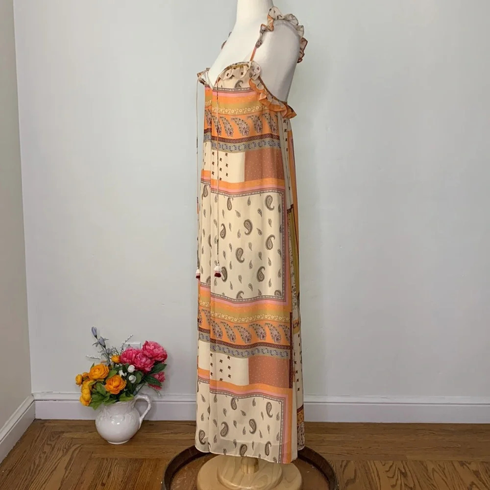 ZARA Patchwork Paisley Bandana Maxi Dress Boho Y2K Western Cottagecore Size XS - Picture 7 of 15